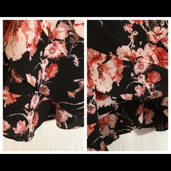 BB Dakota Floral All Over Peplum Waist Blouse Womens M Bell Sleeve Gypsy Boho - Picture 7 of 8